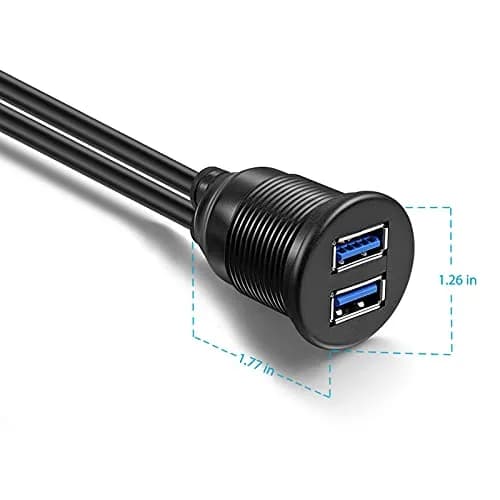 ICESPRING Dual USB 3.0 Flush Mount Extension Cable 0.91m (3 Feet) | High-Speed Data Transfer for Vehicles thumbnail 6