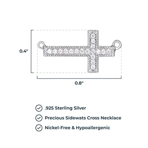 Morgan & Paige Silver Rhodium Plated Sideways Cross Pendant Necklace 16in | Dainty, Hypoallergenic & Adjustable thumbnail 3