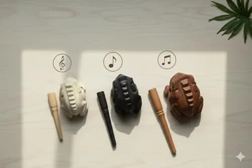WADSUWAN SHOP Wooden Frog Guiro Set 3 Sizes (4", 3", 2.75") | Authentic World Percussion thumbnail 4