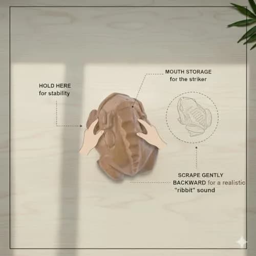 WADSUWAN SHOP Wooden Frog Guiro Set 3 Sizes (4", 3", 2.75") | Authentic World Percussion thumbnail 6