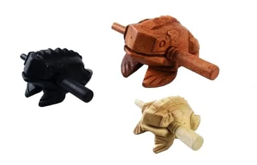 WADSUWAN SHOP Wooden Frog Guiro Set 3 Sizes (4", 3", 2.75") | Authentic World Percussion thumbnail 1