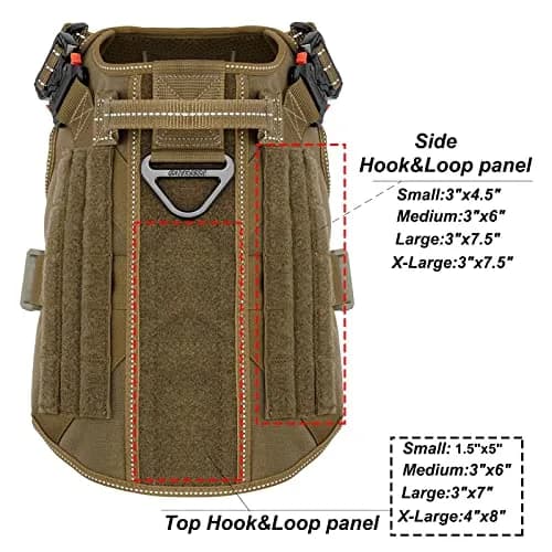 ICEFANG Tactical Dog Harness X-Large Brown | Heavy Duty MOLLE Vest with Metal Buckles, No-Pull Front Clip, 2 Leash Rings thumbnail 3