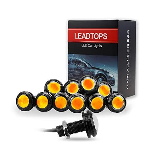 LEADTOPS 10Pcs 18mm 12V Eagle Eye LED Car Fog DRL Daytime Running Light Backup Reverse Tail Rock Lights White — Yellow light