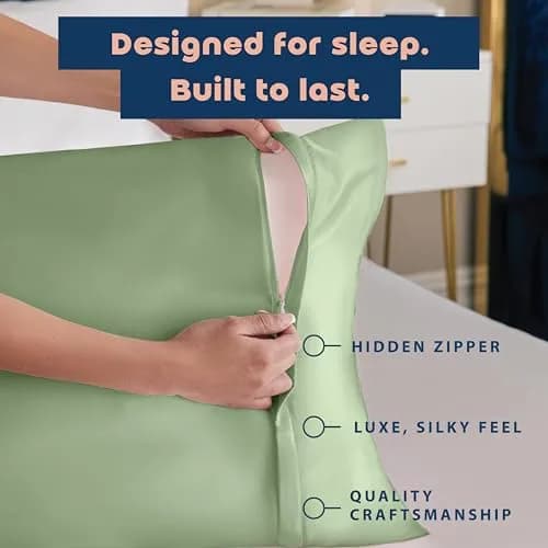 BLISSFORD Satin Pillowcase with Zipper, Like Silk, Queen Size 20 x 30 in | Cooling, Hair & Skin Friendly thumbnail 6