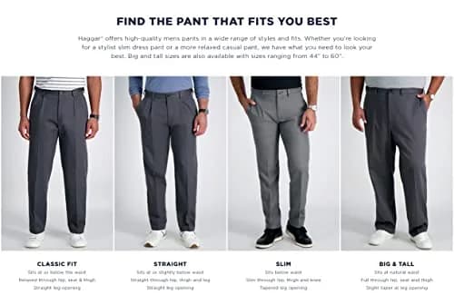 Haggar Men's Sharkskin Superflex Waist Straight Fit Dress Pant, Jet Black, 38W x 32L | All-day Comfort & Style thumbnail 5