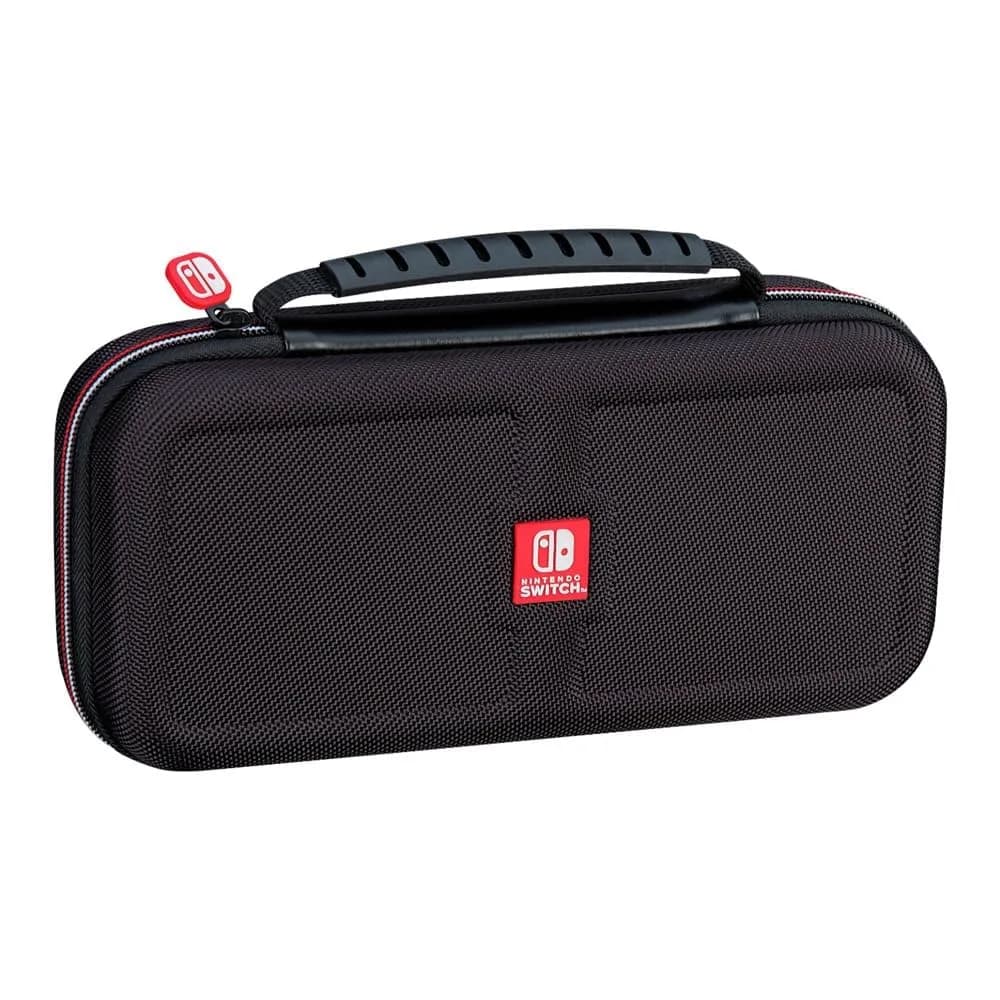 Game Traveler Deluxe Licensed Travel Case for Nintendo Switch OLED, Switch & Lite | Black Ballistic Nylon with Stand & 8 Game Slots