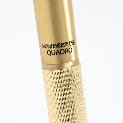 Monteverde Quadro 4-in-1 Multifunction Pen - Brass Finish - 0.5mm Pencil & 3 Ballpoint Refills | Solid Brass Barrel with Knurled Grip thumbnail 9