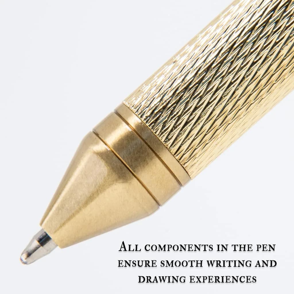 Monteverde Quadro 4-in-1 Multifunction Pen - Brass Finish - 0.5mm Pencil & 3 Ballpoint Refills | Solid Brass Barrel with Knurled Grip - view 2