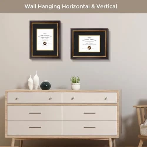 Golden State Art 11x14 Frame Black Over Gold Double Mat for 7x9 Diploma | Real Glass, Wall Mount, Elegant Design thumbnail 4