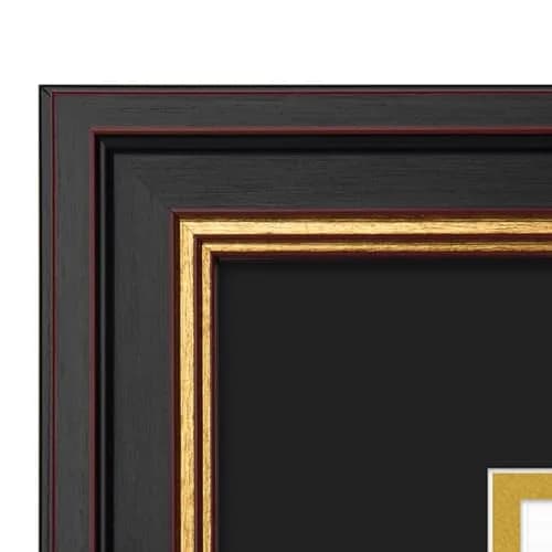 Golden State Art 11x14 Frame Black Over Gold Double Mat for 7x9 Diploma | Real Glass, Wall Mount, Elegant Design thumbnail 6
