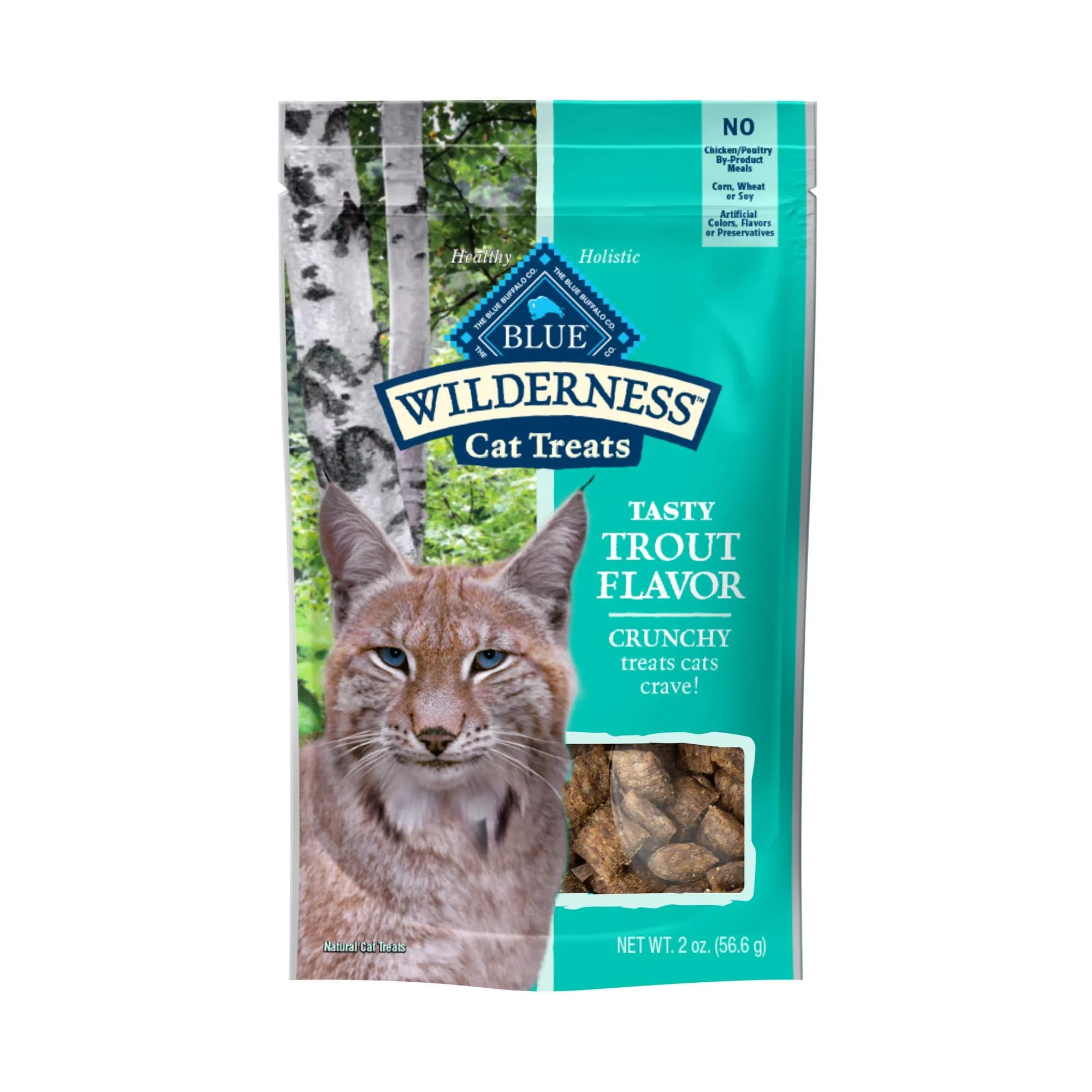 Blue Buffalo Wilderness Tasty Trout Crunchy Cat Treats 2 oz (Pack of 12) | High Protein Grain-Free Cat Snacks