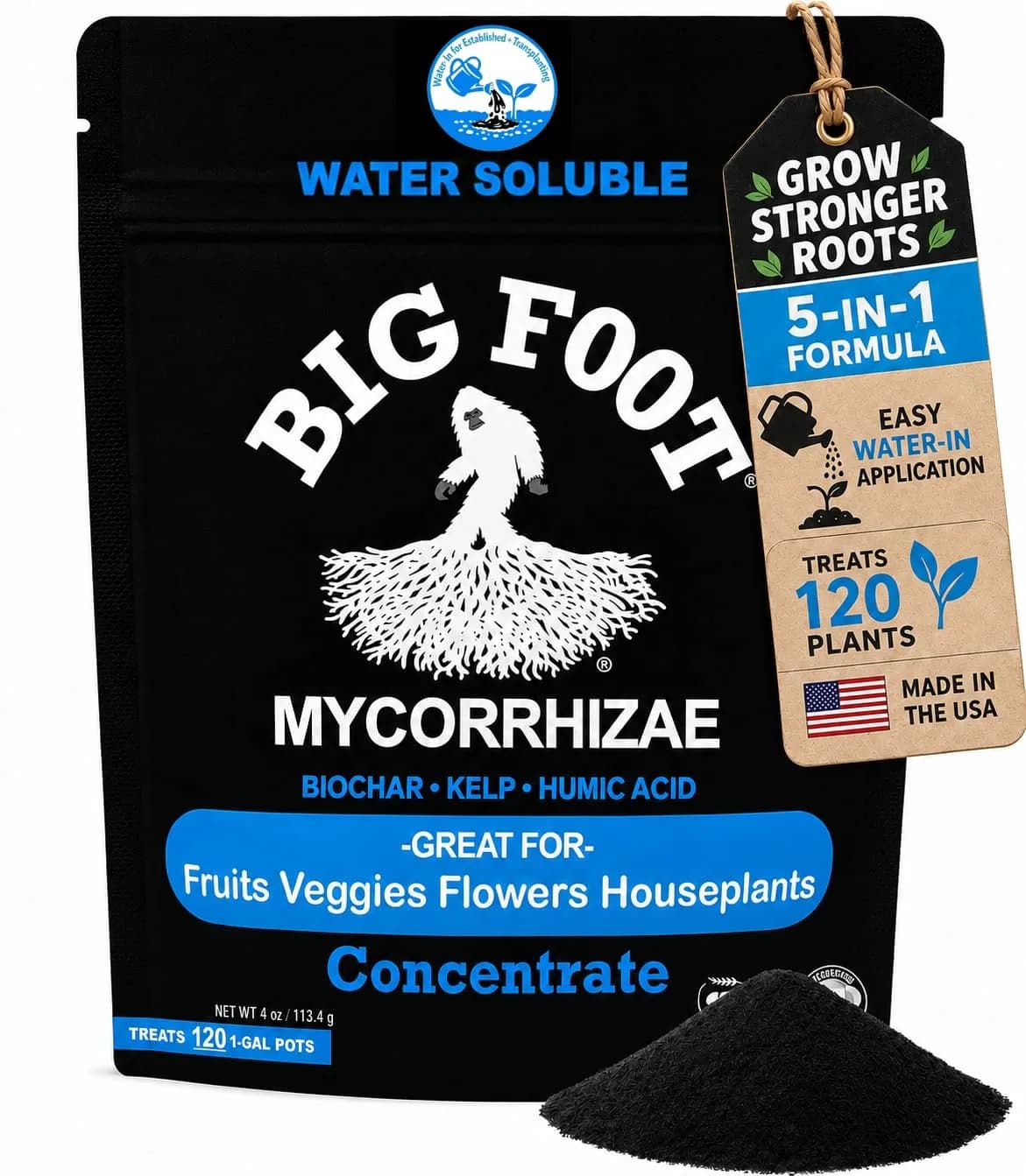 Big Foot Mycorrhizae Concentrate (10 lb) | Long-Lasting Soil & Plant Boost for Gardens & Lawns — 4 oz