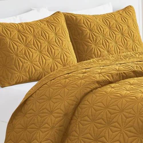 VCNY Home Kaleidoscope Quilt Set, King 3-Piece, Gold | Breathable Microfiber Comfort for Year-Round Use thumbnail 6