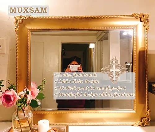 MUXSAM 4Pcs Wood Carved Appliques No.1 | Vintage European Style Decor (8x8cm) thumbnail 7