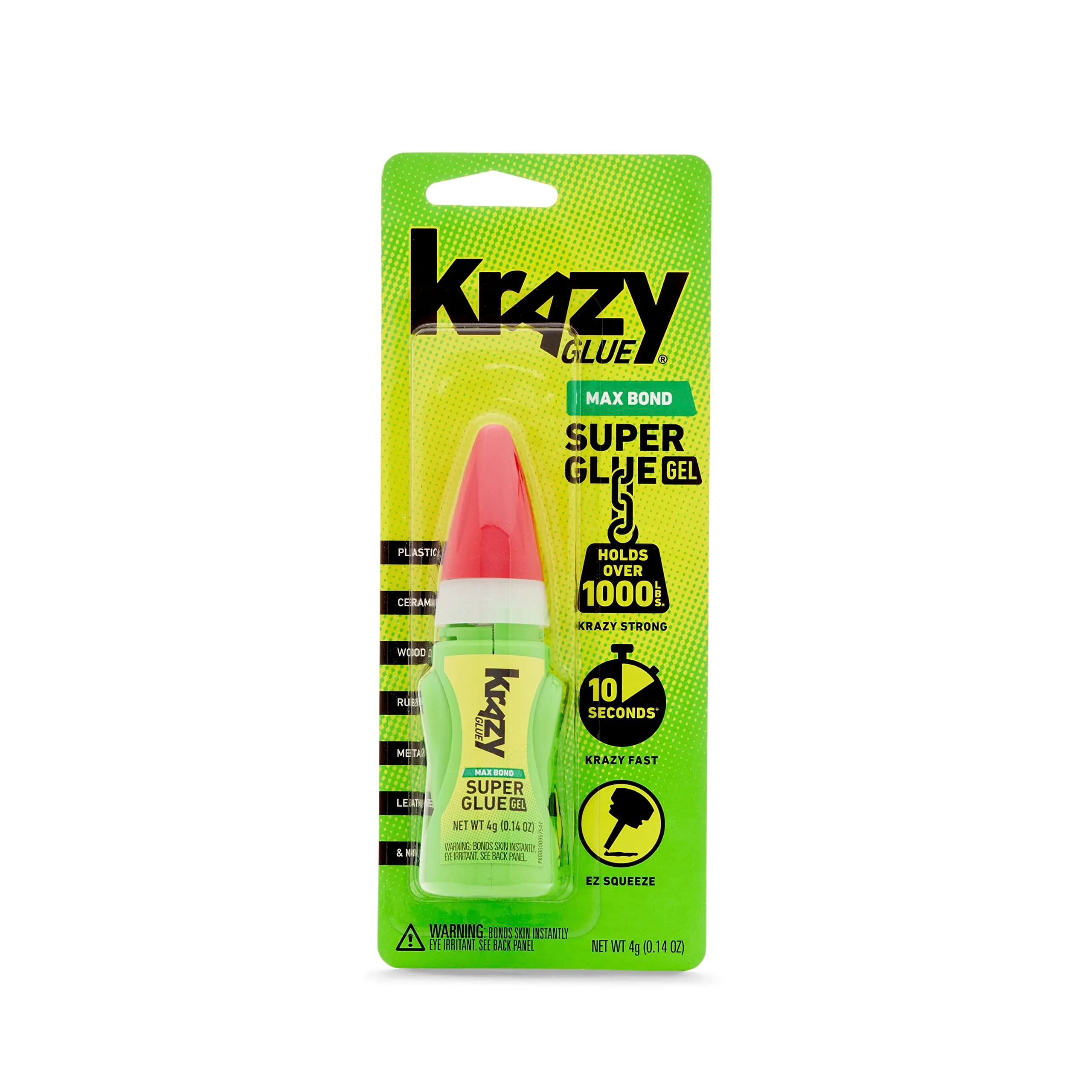 Krazy Glue Max Bond Gel EZ Squeeze 4 g (0.14 Oz) | Extra-Strong Superglue for Multiple Surfaces — Clear