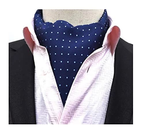 Secdtie Ascot Tie Blue Paisley Floral Silk 117cm | Elegant Formal & Casual Accessory thumbnail 2