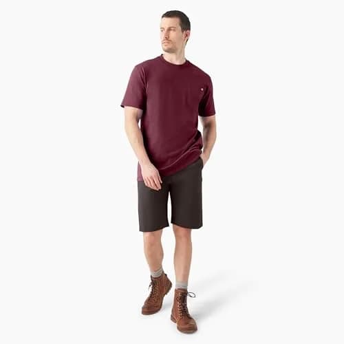 Dickies Heavyweight Crew Neck Short Sleeve Tee in Burgundy, XX-Large | Durable Cotton Comfort for Men thumbnail 5