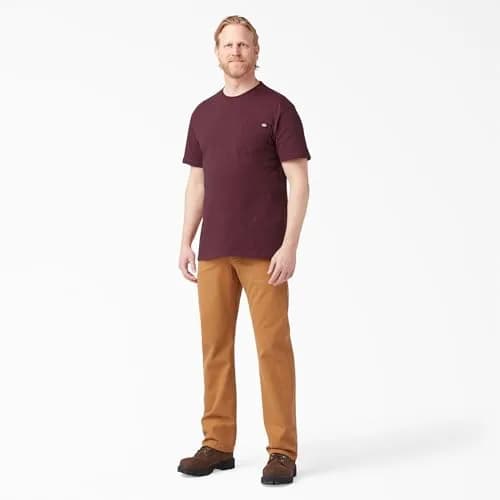 Dickies Heavyweight Crew Neck Short Sleeve Tee in Burgundy, XX-Large | Durable Cotton Comfort for Men thumbnail 7