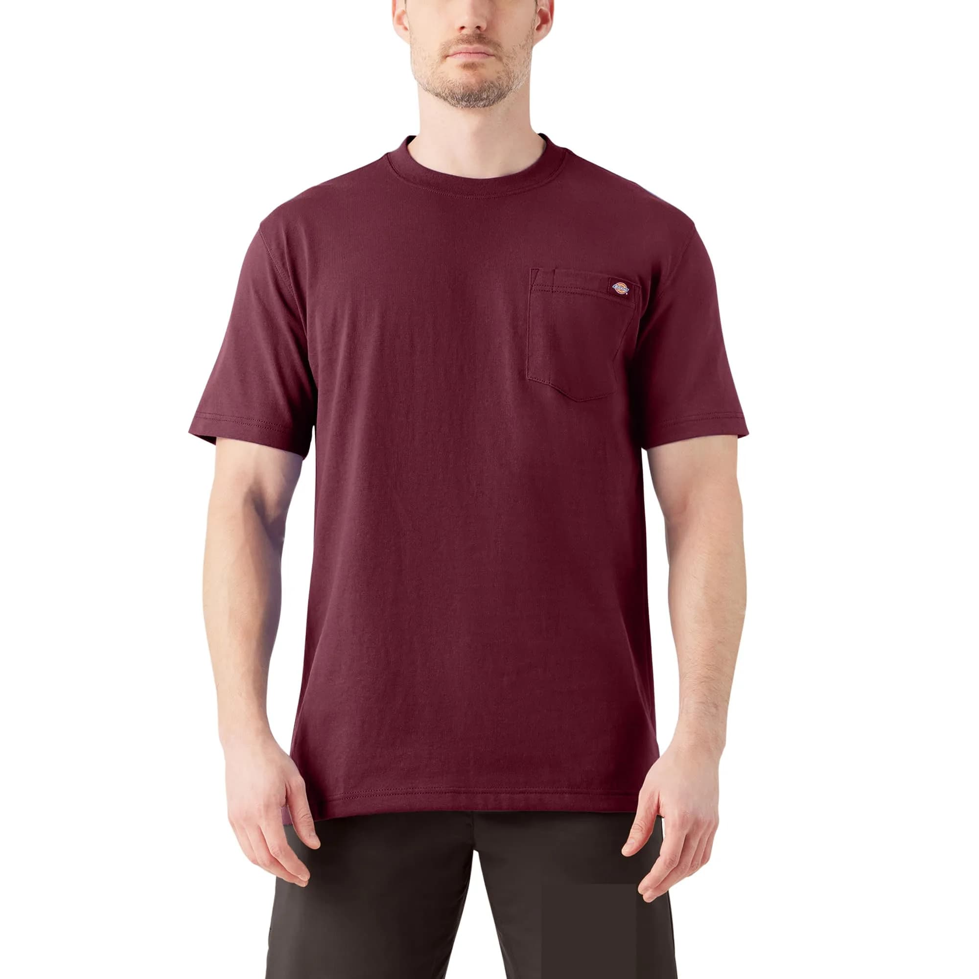 Dickies Heavyweight Crew Neck Short Sleeve Tee in Burgundy, XX-Large | Durable Cotton Comfort for Men
