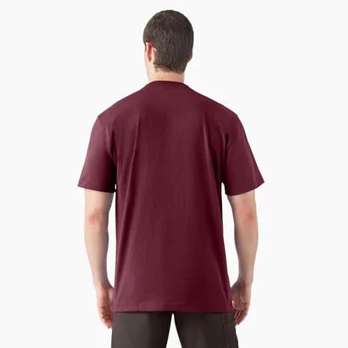 Dickies Heavyweight Crew Neck Short Sleeve Tee in Burgundy, XX-Large | Durable Cotton Comfort for Men thumbnail 2