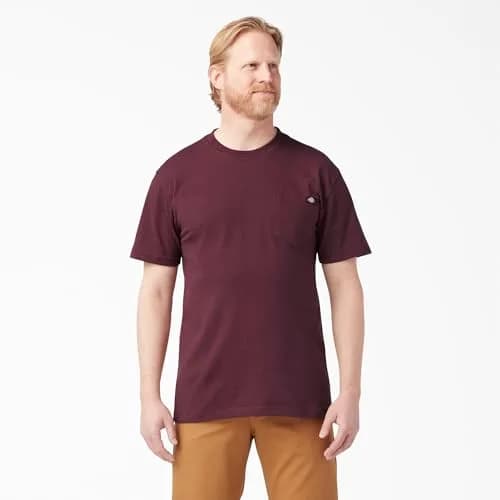 Dickies Heavyweight Crew Neck Short Sleeve Tee in Burgundy, XX-Large | Durable Cotton Comfort for Men thumbnail 3