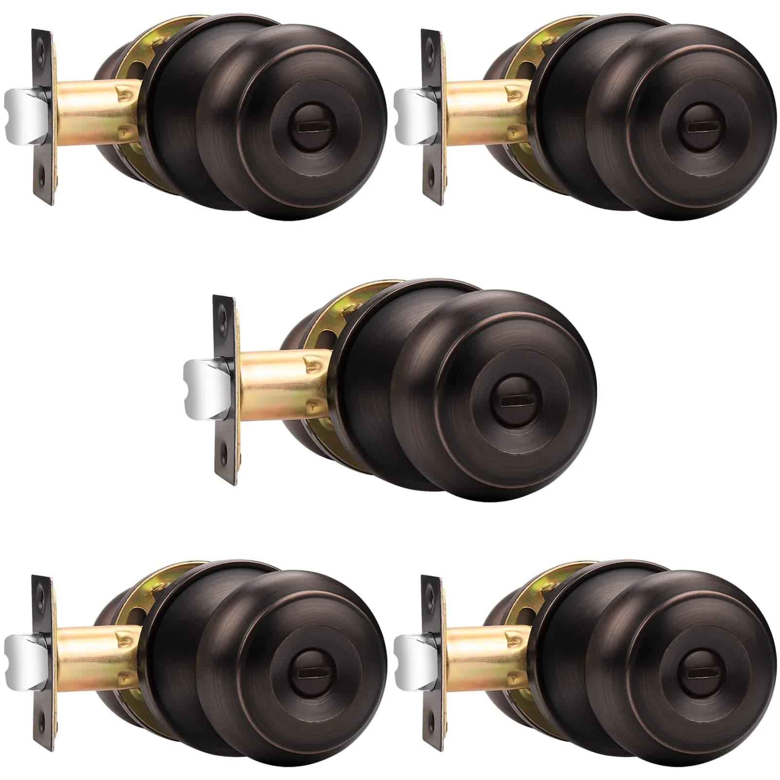Probrico Brushed Nickel Door Knobs, Privacy Lock for Bathroom & Bedroom, 10 Pack | Easy Install, ANSI Grade 3 Certified — Oil Rubbed Bronze