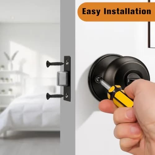 Probrico Oil Rubbed Bronze Door Knobs Privacy Lock for Bathroom Bedroom | ANSI Grade 3, 200K+ Cycles, 5 Pack thumbnail 4