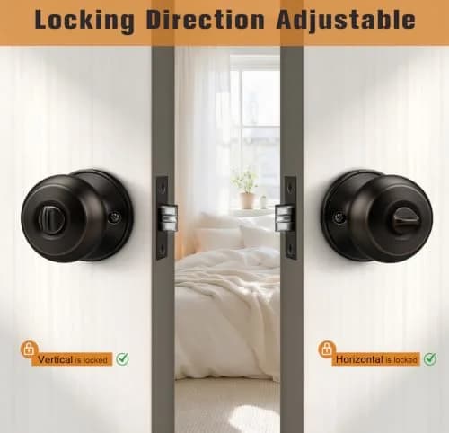 Probrico Oil Rubbed Bronze Door Knobs Privacy Lock for Bathroom Bedroom | ANSI Grade 3, 200K+ Cycles, 5 Pack thumbnail 6