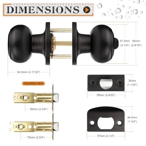 Probrico Oil Rubbed Bronze Door Knobs Privacy Lock for Bathroom Bedroom | ANSI Grade 3, 200K+ Cycles, 5 Pack thumbnail 8