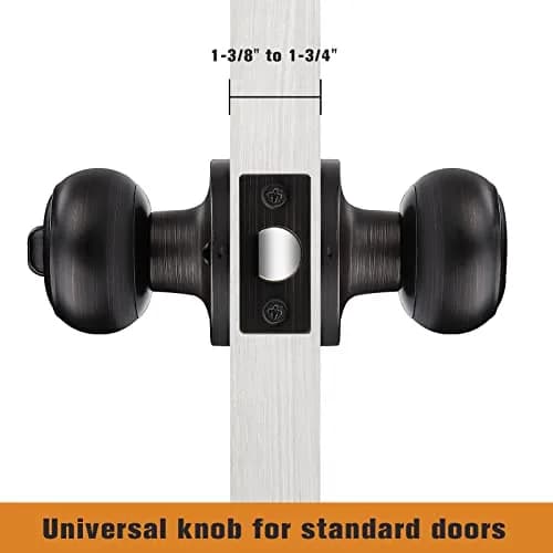 Probrico Oil Rubbed Bronze Door Knobs Privacy Lock for Bathroom Bedroom | ANSI Grade 3, 200K+ Cycles, 5 Pack thumbnail 9