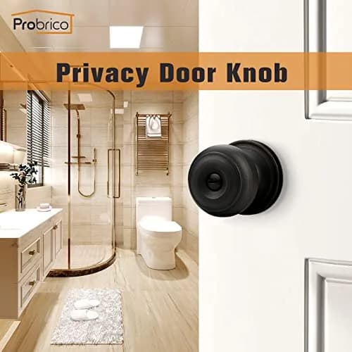 Probrico Oil Rubbed Bronze Door Knobs Privacy Lock for Bathroom Bedroom | ANSI Grade 3, 200K+ Cycles, 5 Pack thumbnail 2
