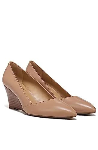 Franco Sarto Women's Frankie Pump, Cool Taupe Leather, 7 M | 2.5 inch wedge heel, slip-on style, eco-friendly lining thumbnail 1