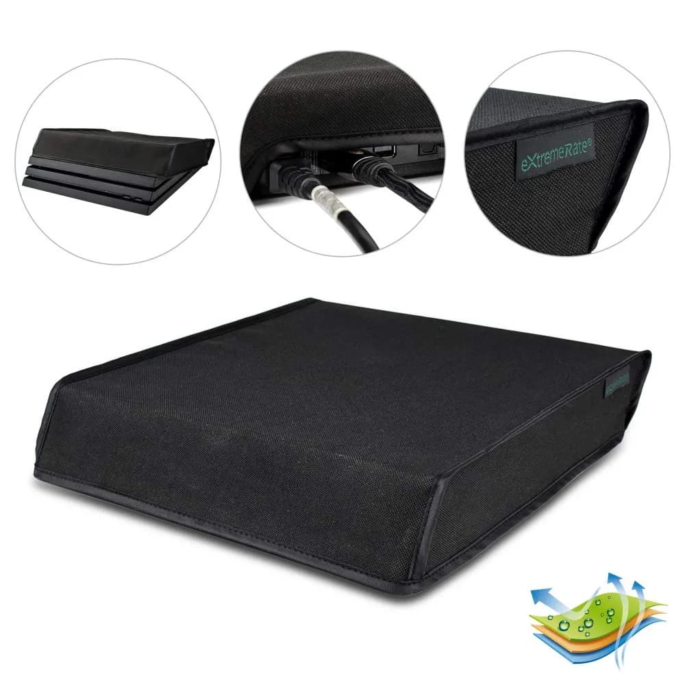 eXtremeRate Black Horizontal Dust Cover for PS4 Pro Console | Waterproof & Dustproof Sleeve (Für ps4 Pro)