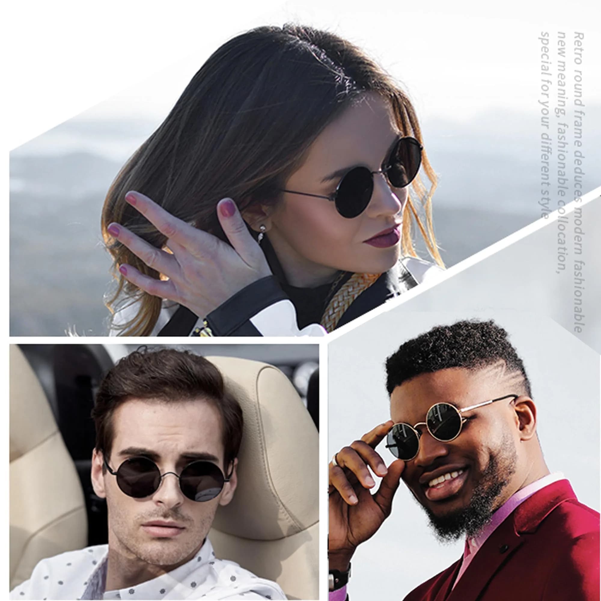 Joopin Black Black Round Sunglasses - Classic Metal Frame, Polarized UV400 Protection - view 2