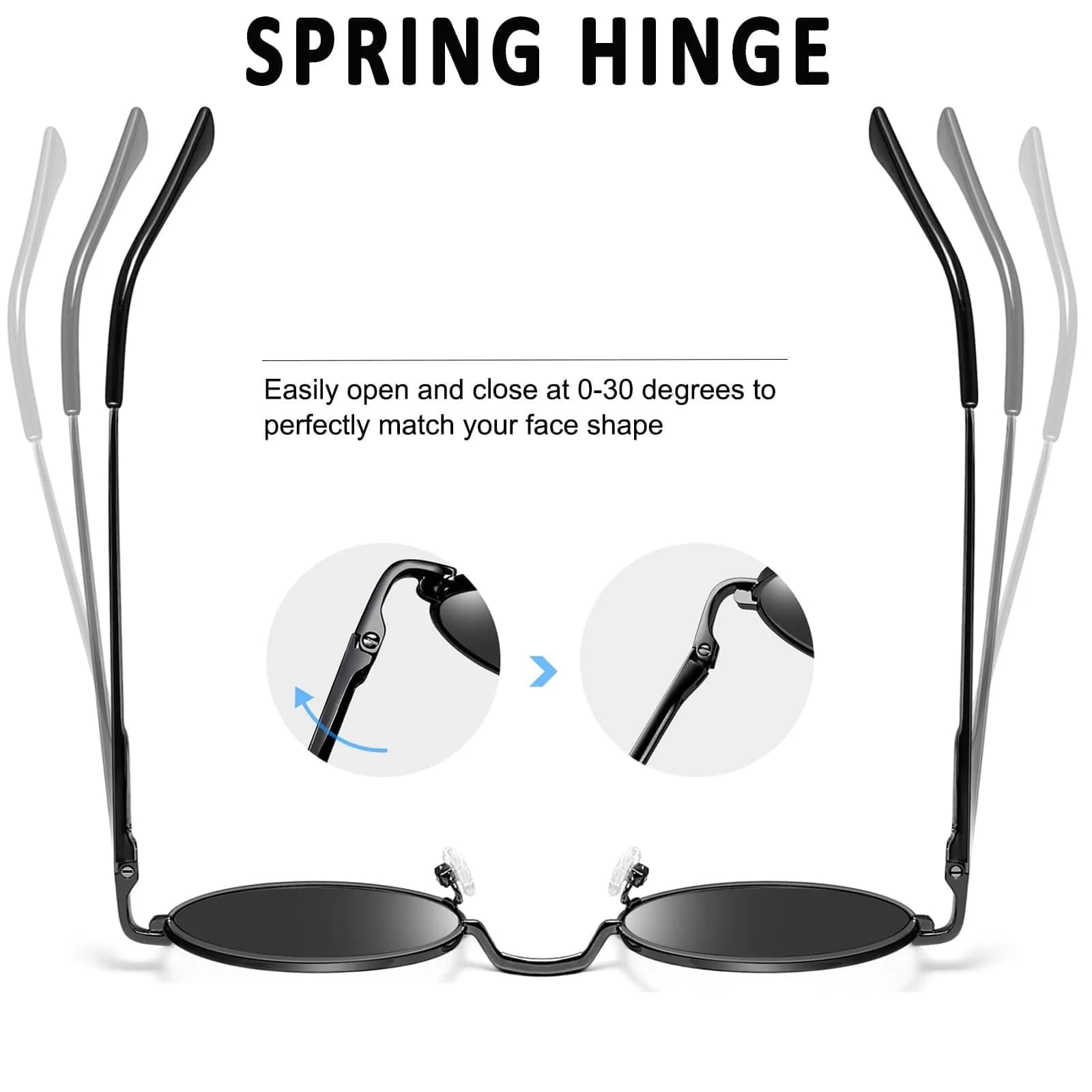 Joopin Black Black Round Sunglasses - Classic Metal Frame, Polarized UV400 Protection - view 4
