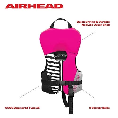 AIRHEAD Infant Type II Life Jacket | US Coast Guard Approved | Quick-Dry, Secure Buckles & Zipper, Hot Pink thumbnail 2