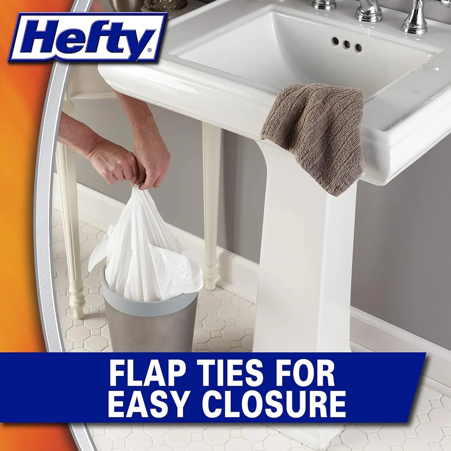 Hefty Small Trash Bags, Flap Tie, Lavender & Sweet Vanilla Scent, 4 Gallon, 26 Count | Odor Neutralizing Kitchen Bags - view 5