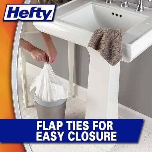 Hefty Small Trash Bags, Flap Tie, Lavender & Sweet Vanilla Scent, 4 Gallon, 26 Count | Odor Neutralizing Kitchen Bags thumbnail 5