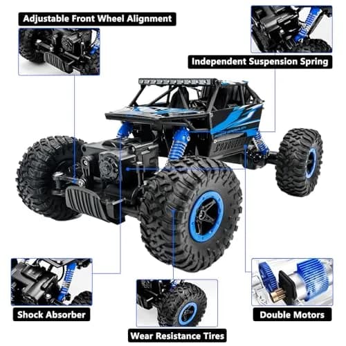 Cheerwing Rock Crawler 1:18 Scale 4WD Remote Control Car 270mm x 160mm x 130mm | Off-Road RC Monster Truck with 2 Batteries thumbnail 3