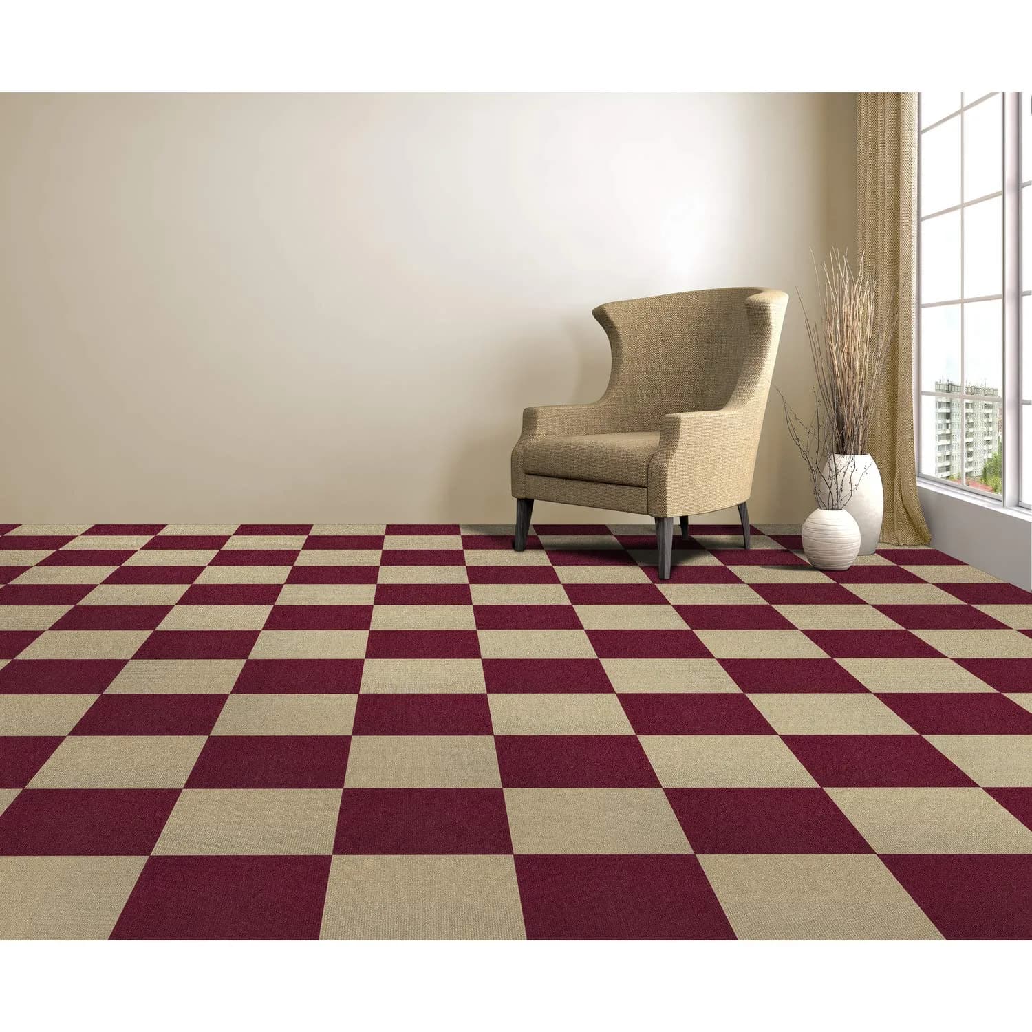 Achim Nexus Burgundy 12x12 Self Adhesive Carpet Floor Tile 12 Tiles (12 sq ft) | Easy DIY Installation for Home & Office - view 4