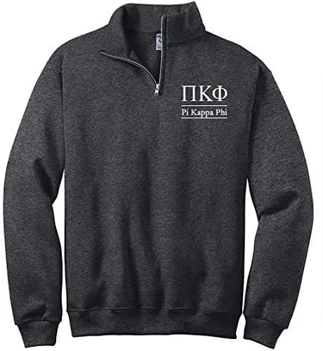 Sorority Letters Shop Pi Kappa Phi Quarter Zip Pullover Sweatshirt (L) Grey | Embroidered Greek Letters, Zipper, Casual Fit thumbnail 1