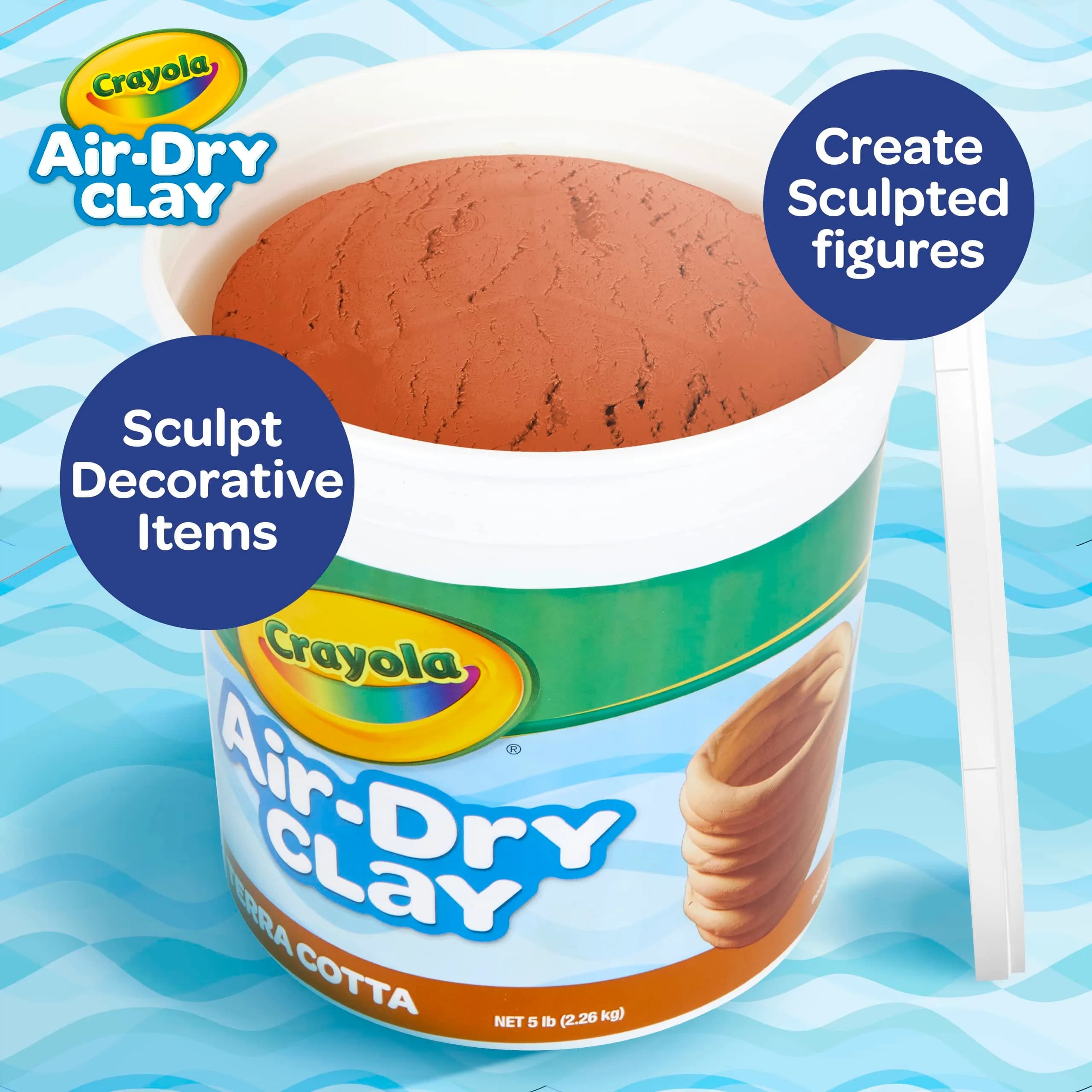Crayola Air Dry Clay for Kids (5 lb / 2.27 kg), Reusable Bucket of Terra Cotta Clay for Sculpting | Non-Toxic Arts and Crafts Supplies - view 4