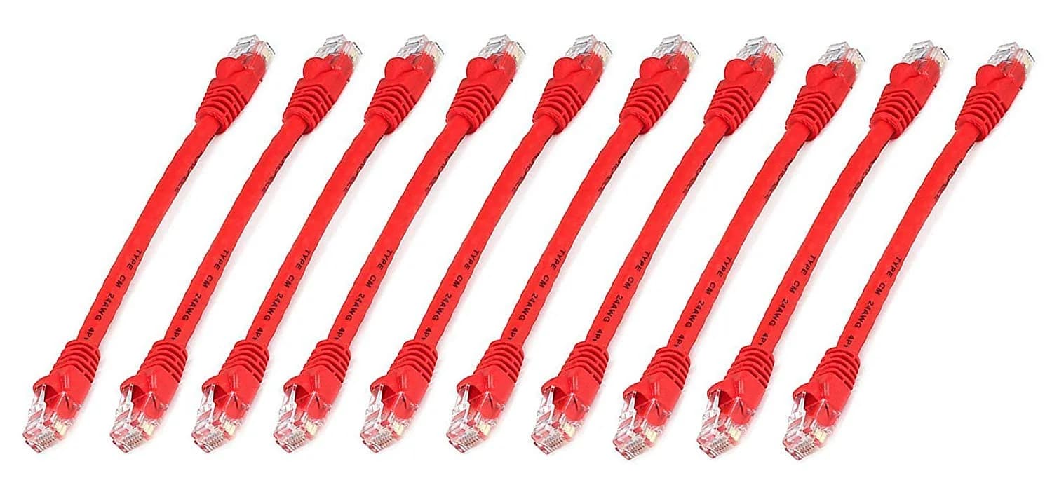 iMBAPrice Cat6 Ethernet Patch Cable 6 Inch Red 10-Pack | 10Gbps 550MHz Pure Copper - view 2