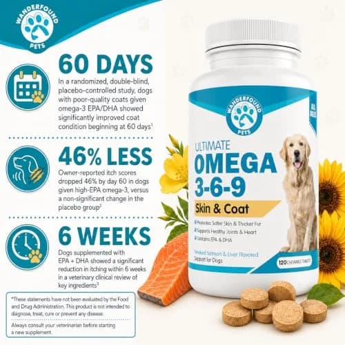 Pawsitive Omega 3-6-9 for Dogs | Skin & Coat Support with EPA & DHA Fish Oil, Smoked Salmon & Liver Flavor, 120 Chewable Tablets thumbnail 4
