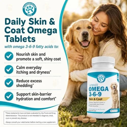 Pawsitive Omega 3-6-9 for Dogs | Skin & Coat Support with EPA & DHA Fish Oil, Smoked Salmon & Liver Flavor, 120 Chewable Tablets thumbnail 2
