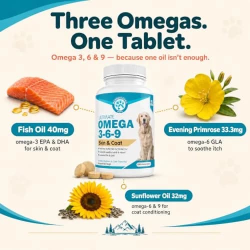 Pawsitive Omega 3-6-9 for Dogs | Skin & Coat Support with EPA & DHA Fish Oil, Smoked Salmon & Liver Flavor, 120 Chewable Tablets thumbnail 3