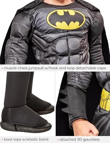 Rubies DC Comics Batman Deluxe Muscle Chest Costume for Kids, Boys Small (4-6 Years) | Officially Licensed Superhero Outfit thumbnail 4