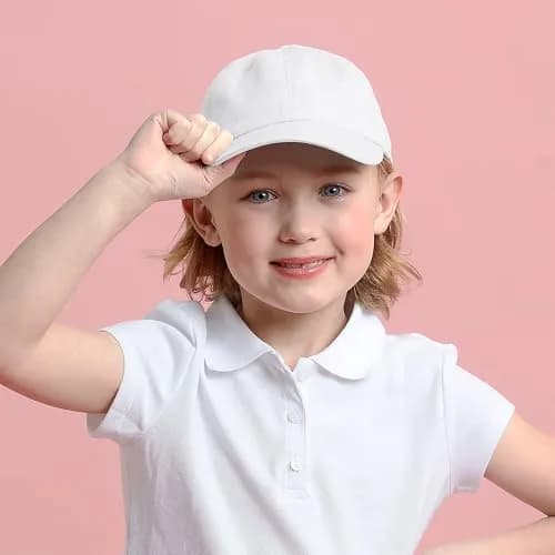 The Hat Depot Kids Washed Low Profile Cotton Baseball Cap | White, 2-5 Years thumbnail 2