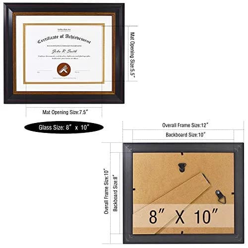 Golden State Art 8x10 Frame White Over Gold Double Mat for 6x8 Diploma | Elegant Wall & Tabletop Display thumbnail 8