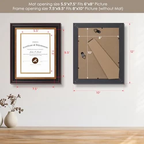 Golden State Art 8x10 Frame White Over Gold Double Mat for 6x8 Diploma | Elegant Wall & Tabletop Display thumbnail 3